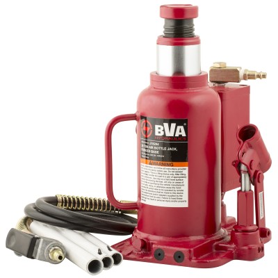BVA J18204, Air / Manual Operation Bottle Jack, 20 Ton (40,000 Lbs.) Rated Capacity, attached with Quick Connector, patented by-pass mechanism.
