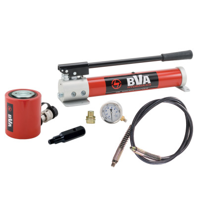 Hand Pump, Low Profile Cylinder, Pressure Gauge & Hydraulic Hose Combo Kit, 10,000 psi (700 bar)