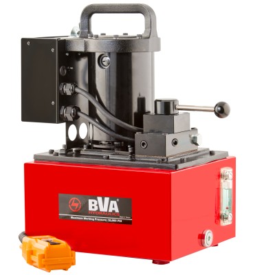 BVA Hydraulics Universal Motor Pump, PU55M3N025B, 120 VAC, 50/60Hz, 3W/3P, S/A Manual Control Valve, 2.5 Gal Usable Oil, 10 Ft. Remote Control, 10,000 psi (700 bar)